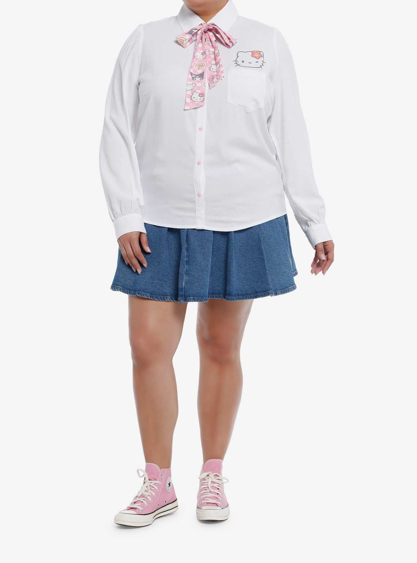 Hello Kitty And Friends Kogyaru Girls Woven Long-Sleeve Top Plus Size, , hi-res