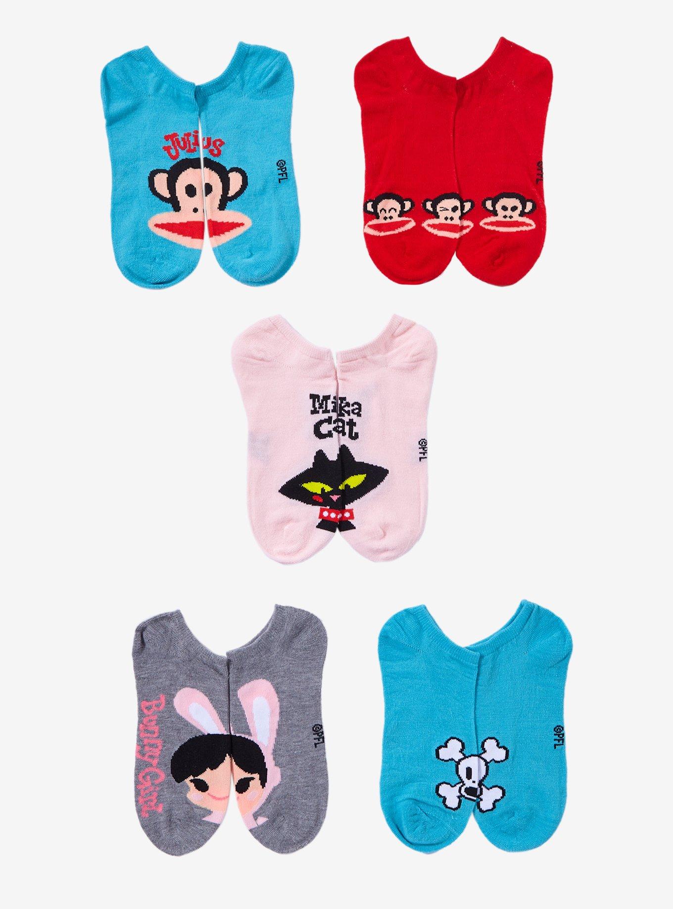 Paul Frank Characters No-Show Socks 5 Pair, , alternate