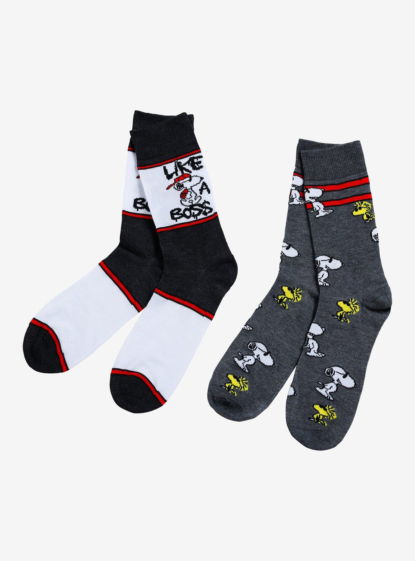 Peanuts Snoopy Boss Crew Socks 2 Pair, , alternate