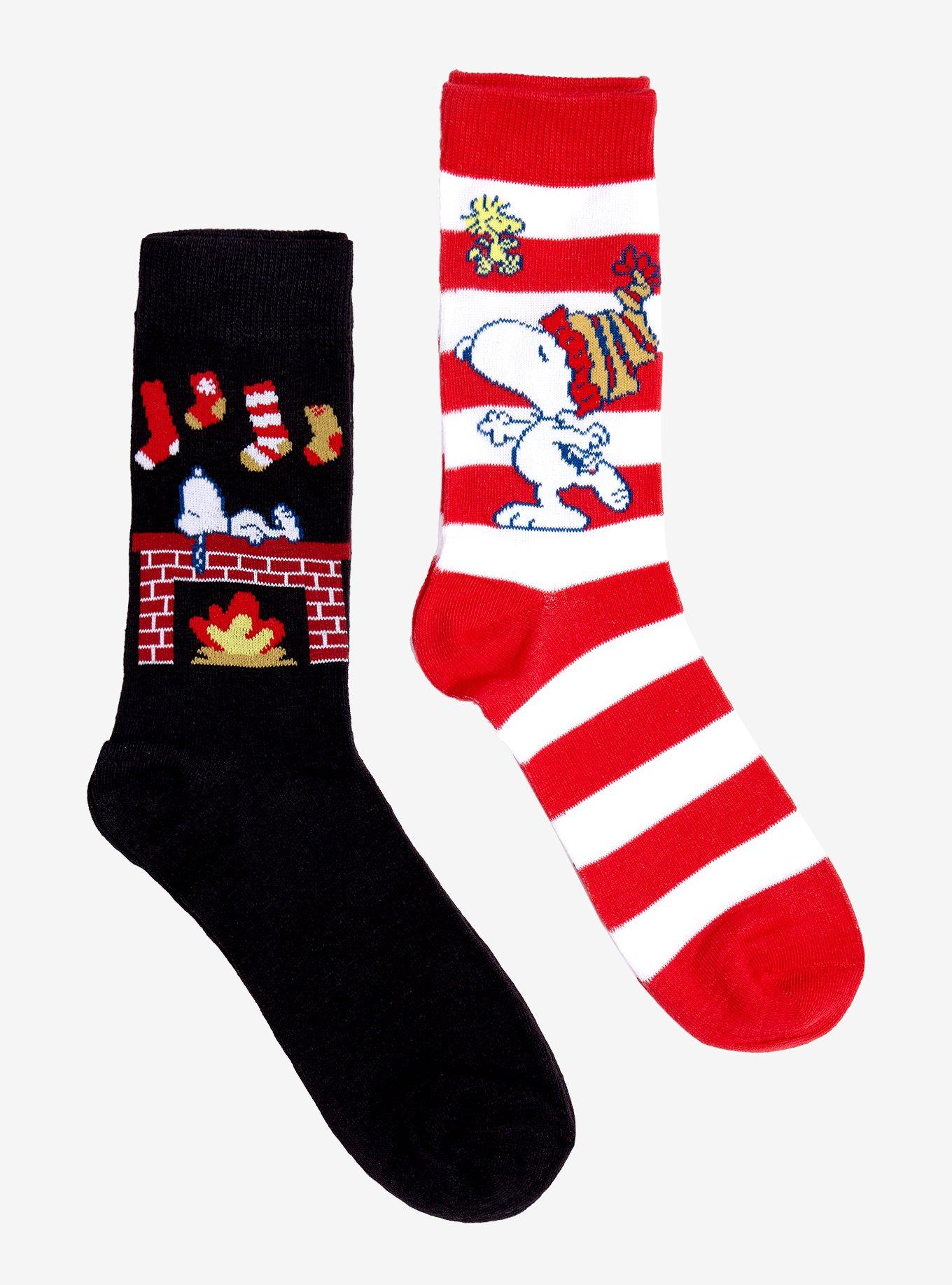 Peanuts Snoopy Holiday Decoration Crew Socks 2 Pair, , alternate
