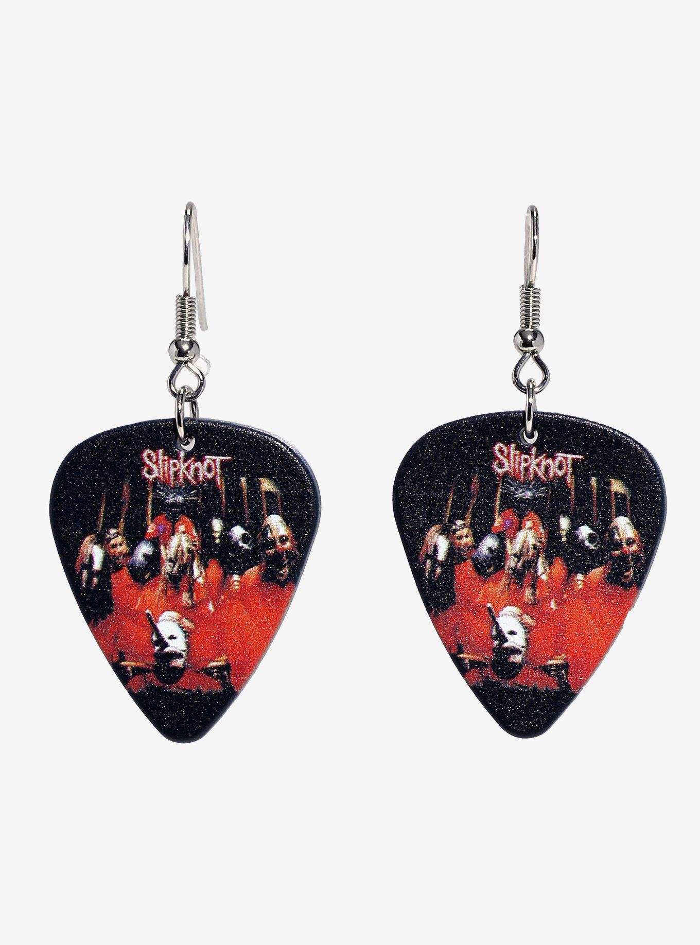 Slipknot Group Photo Guitar Pick Drop Earrings, , alternate