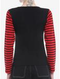 Social Collision® Black & Red Stripe Star Girls Long-Sleeve Crop Top, RED, alternate