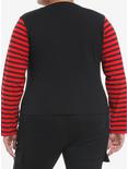 Social Collision® Black & Red Stripe Star Girls Long-Sleeve Crop Top Plus Size, RED, alternate