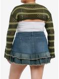 Thorn & Fable Green Stripe Bolero Girls Crop Shrug Plus Size, OLIVE, alternate