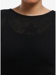 Black Star Open Knit Girls Crop Sweater, BLACK, alternate