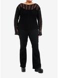 Thorn & Fable Black Destructed Girls Sweater Plus Size, BLACK, alternate