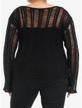 Thorn & Fable Black Destructed Girls Sweater Plus Size, BLACK, alternate