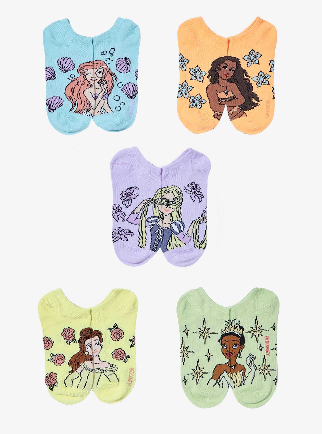 Disney Princess Icons No-Show Socks 5 Pair, , hi-res