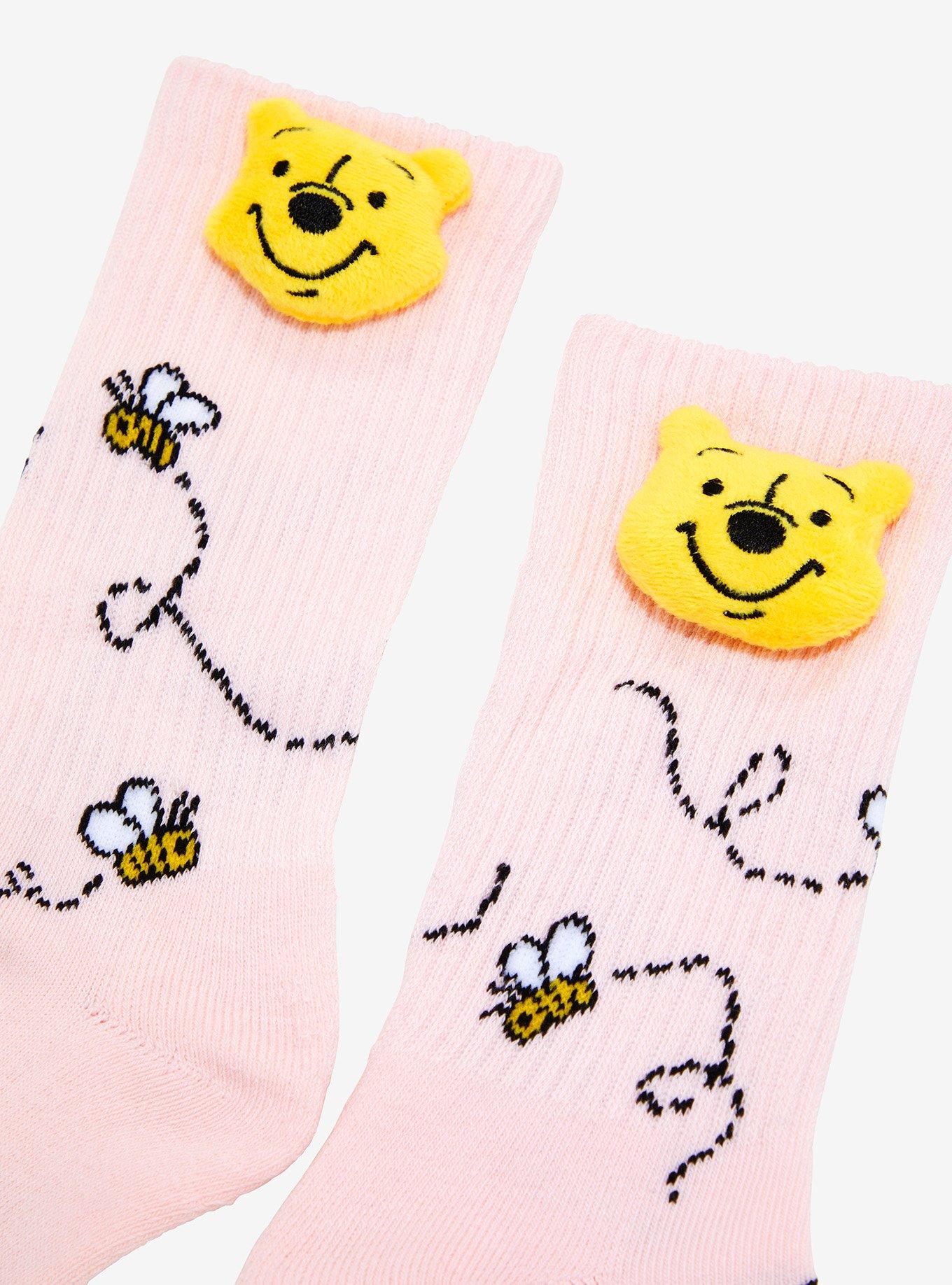 Disney Winnie The Pooh Bee Plush Head Crew Socks, , alternate