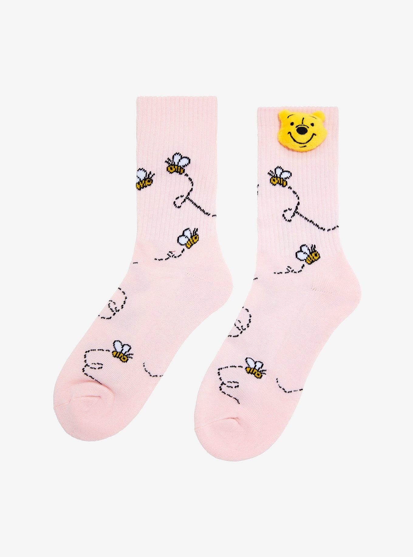 Disney Winnie The Pooh Bee Plush Head Crew Socks, , alternate