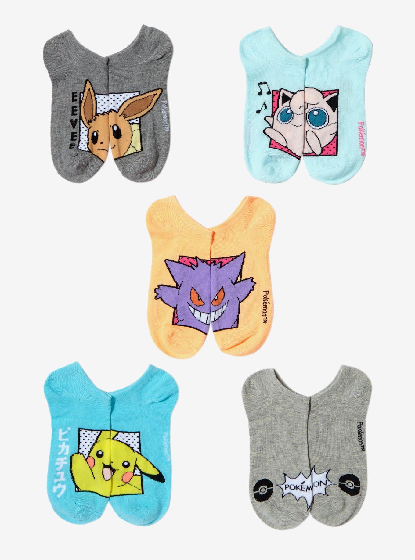 Pokemon Character Grid No-Show Socks 5 Pair, , alternate
