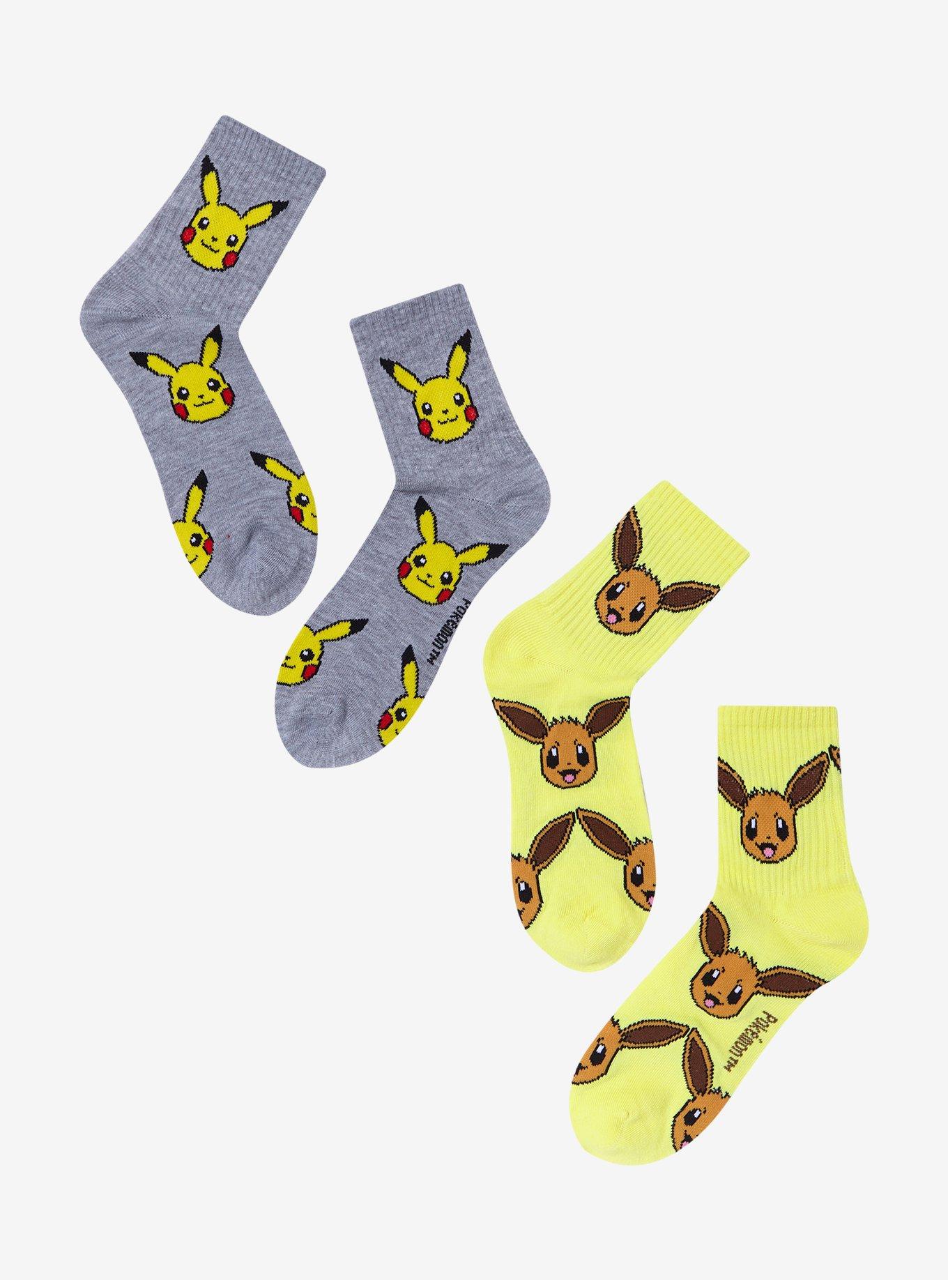 Pokemon Pikachu & Eevee Crew Socks 2 Pair, , alternate
