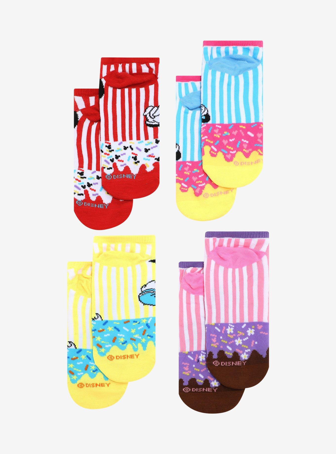 Disney Mickey Mouse & Friends Donut No-Show Socks 4 Pair, , alternate