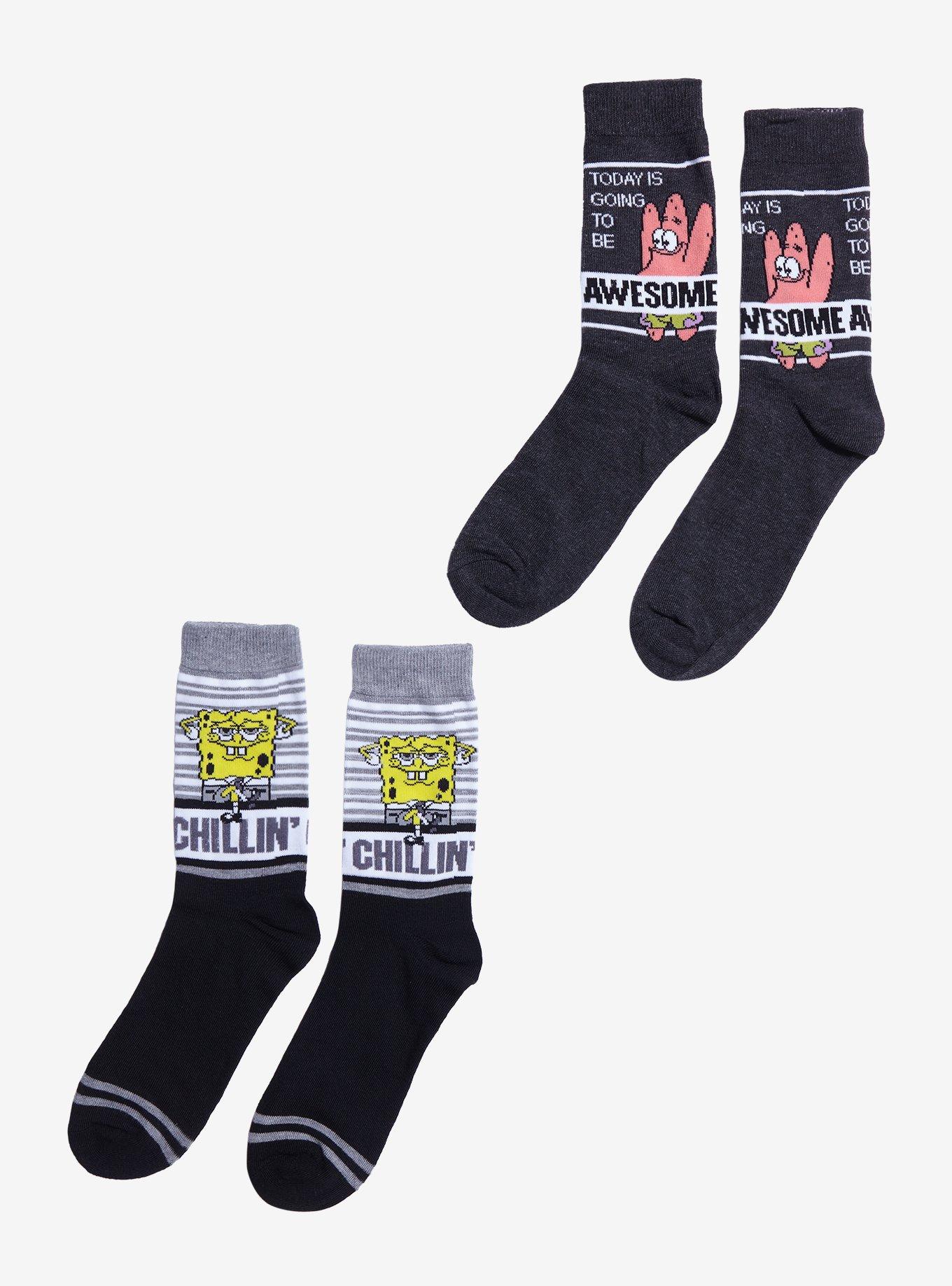 SpongeBob SquarePants Awesome & Chillin' Crew Socks 2 Pair, , alternate
