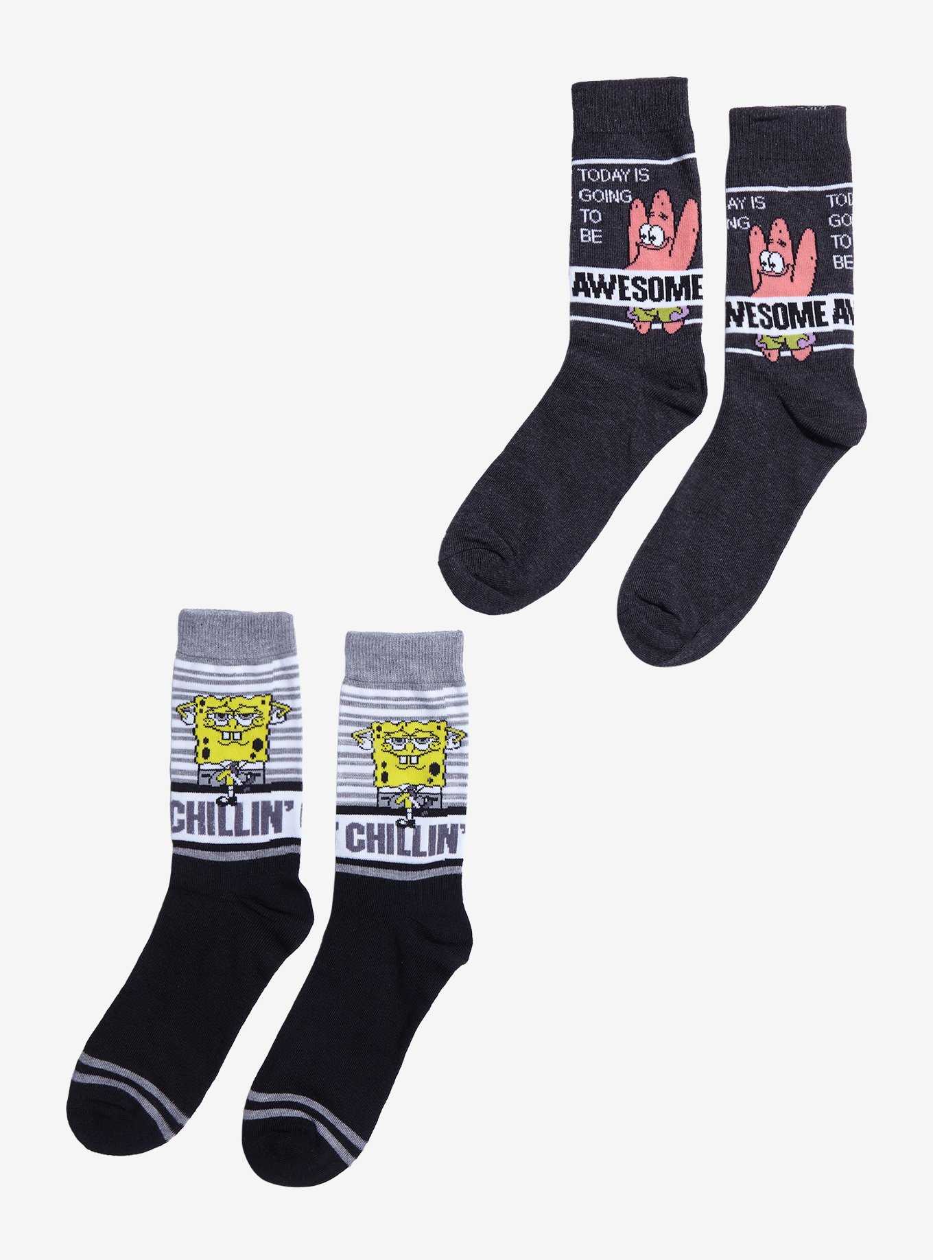 SpongeBob SquarePants Awesome & Chillin' Crew Socks 2 Pair, , hi-res