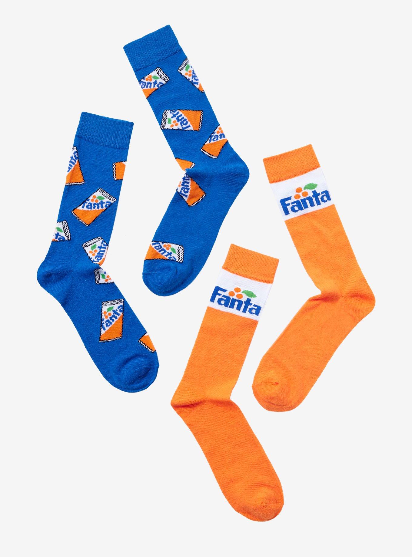 Coca-Cola Orange Fanta Crew Socks 2 Pair, , hi-res