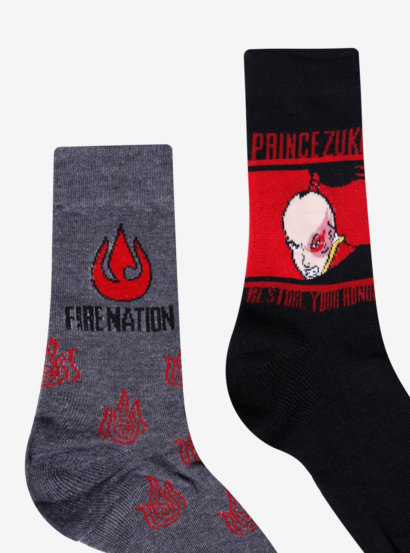 Avatar: The Last Airbender Prince Zuko Crew Socks 2 Pair, , hi-res