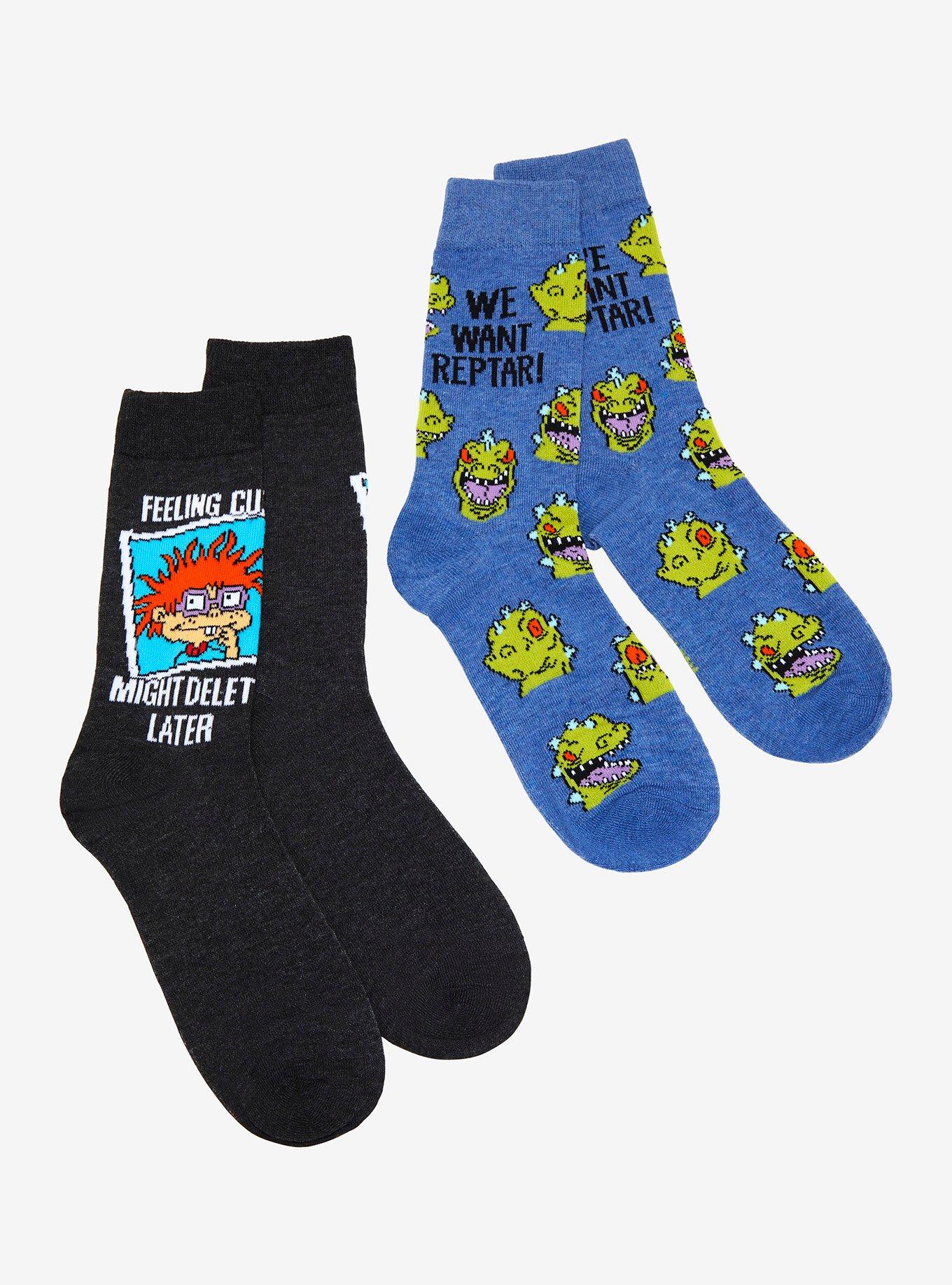 Rugrats Reptar & Chuckie Crew Socks 2 Pair