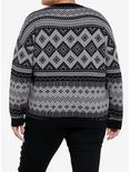 Social Collision Skull & Raven Grandpa Style Girls Sweater Plus Size, BLACK, alternate