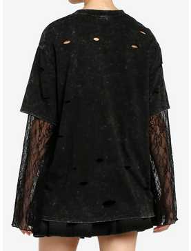 Thorn & Fable Faithfully Yours Lace Sleeve Girls Twofer Long-Sleeve T-Shirt, , hi-res