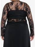 Cosmic Aura Black Floral Lace Girls Twofer Long-Sleeve Top Plus Size, BLACK, alternate