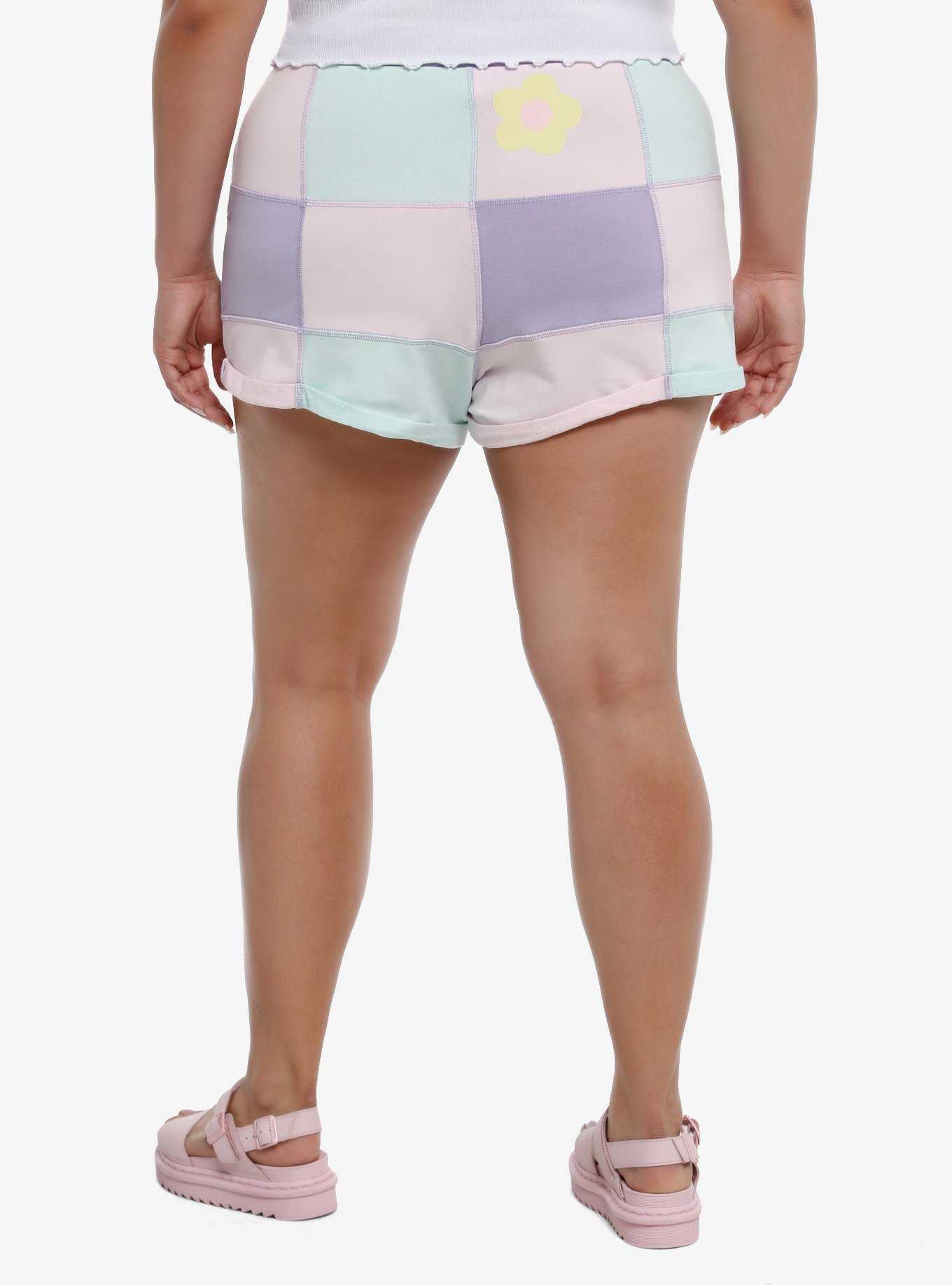 Her Universe Disney Pastel Spring Patchwork Lounge Shorts Plus Size, , hi-res