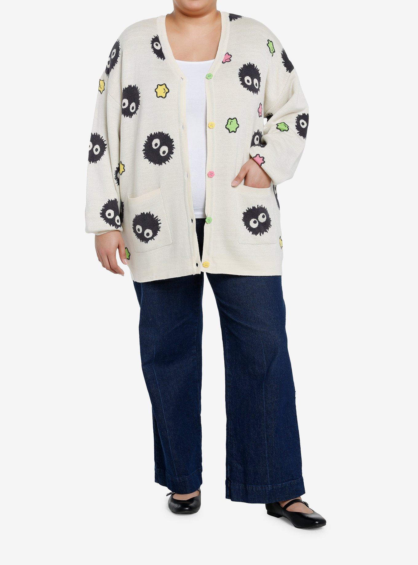 Her Universe Studio Ghibli Spirited Away Soot Sprites Star Candy Oversized Cardigan Plus Size, MULTI, alternate