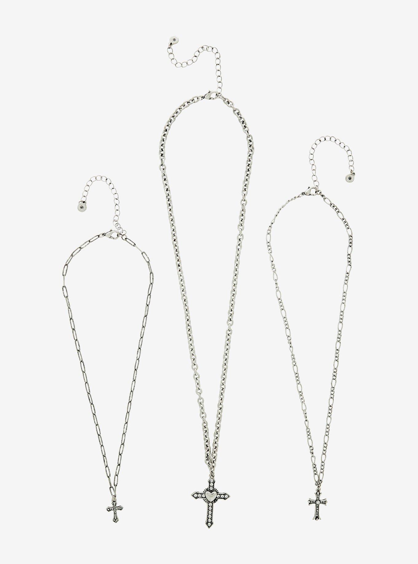 Social Collision Cross Pendant Necklace Set, , hi-res
