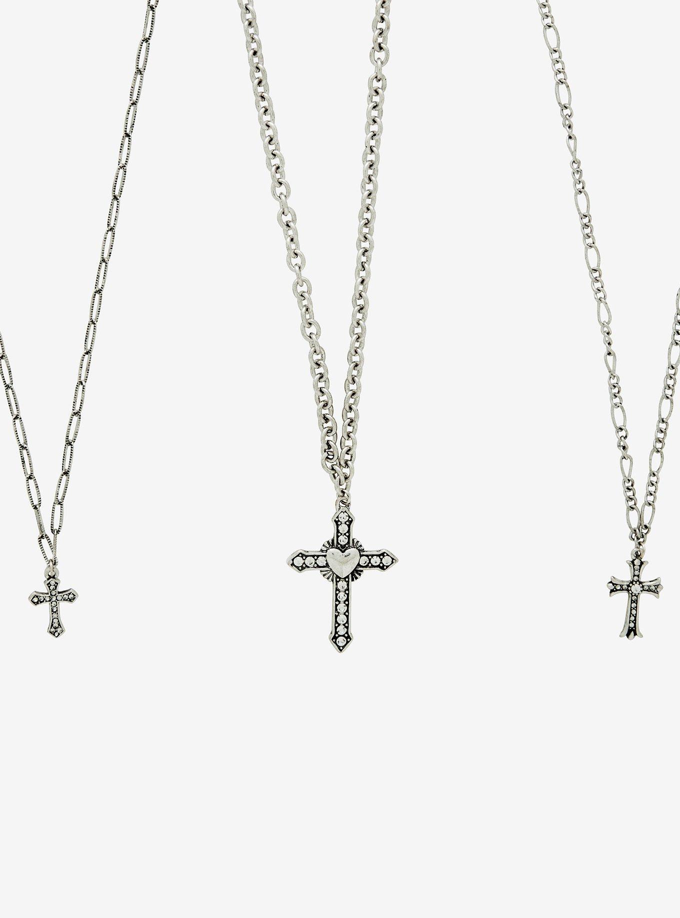 Social Collision Cross Pendant Necklace Set, , alternate