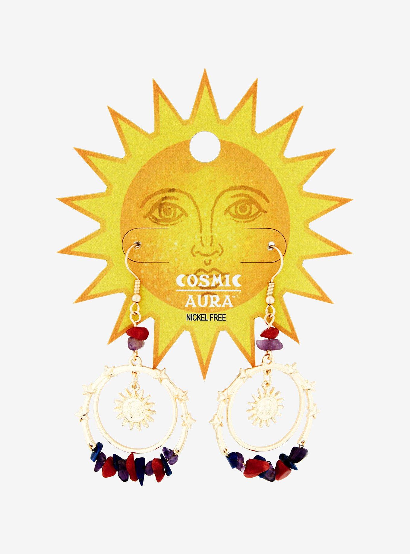 Cosmic Aura Sun Crystal Drop Earrings, , hi-res