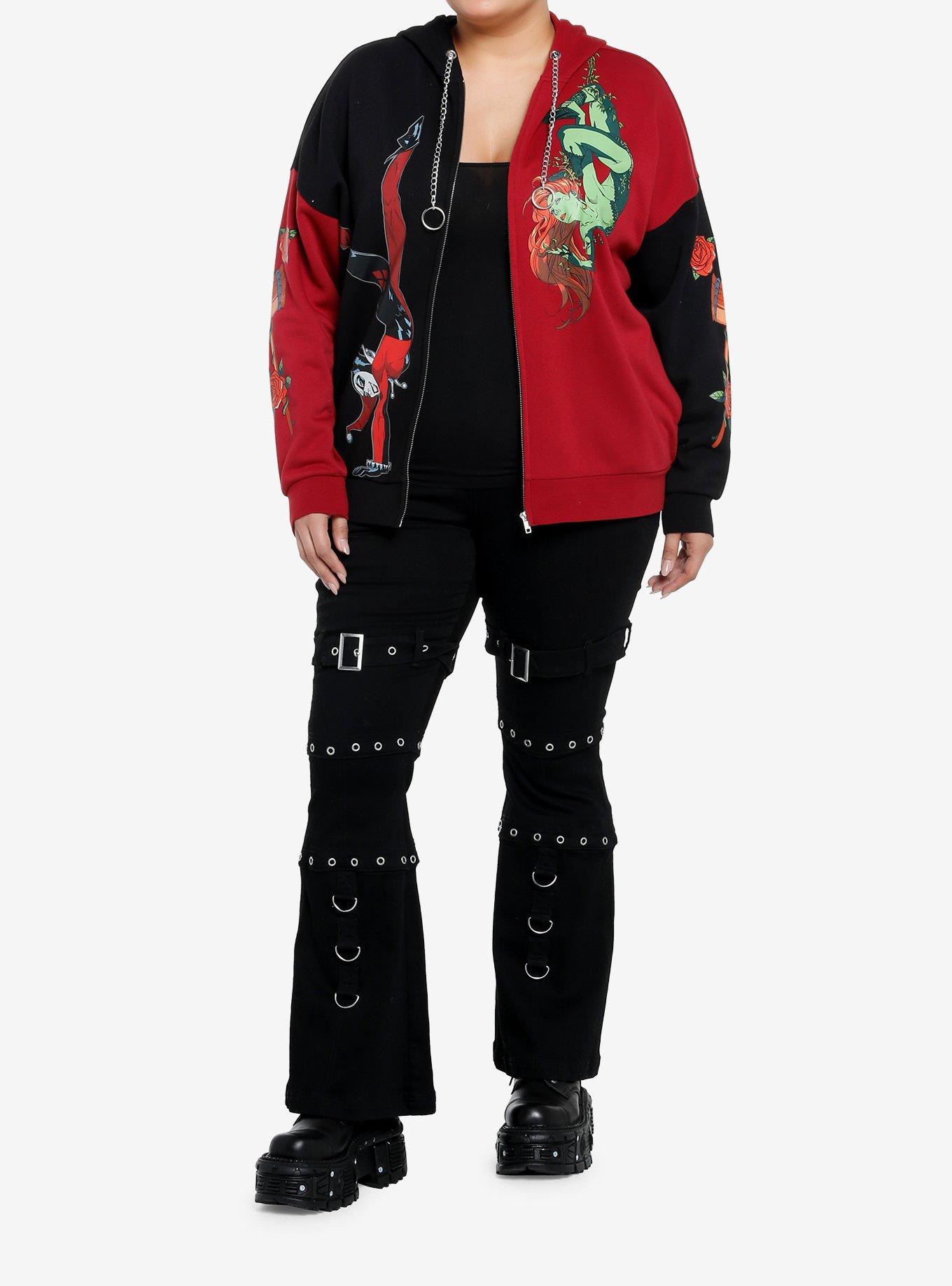 DC Comics Batman Harley Quinn & Poison Ivy Split Girls Hoodie Plus Size, MULTI, alternate