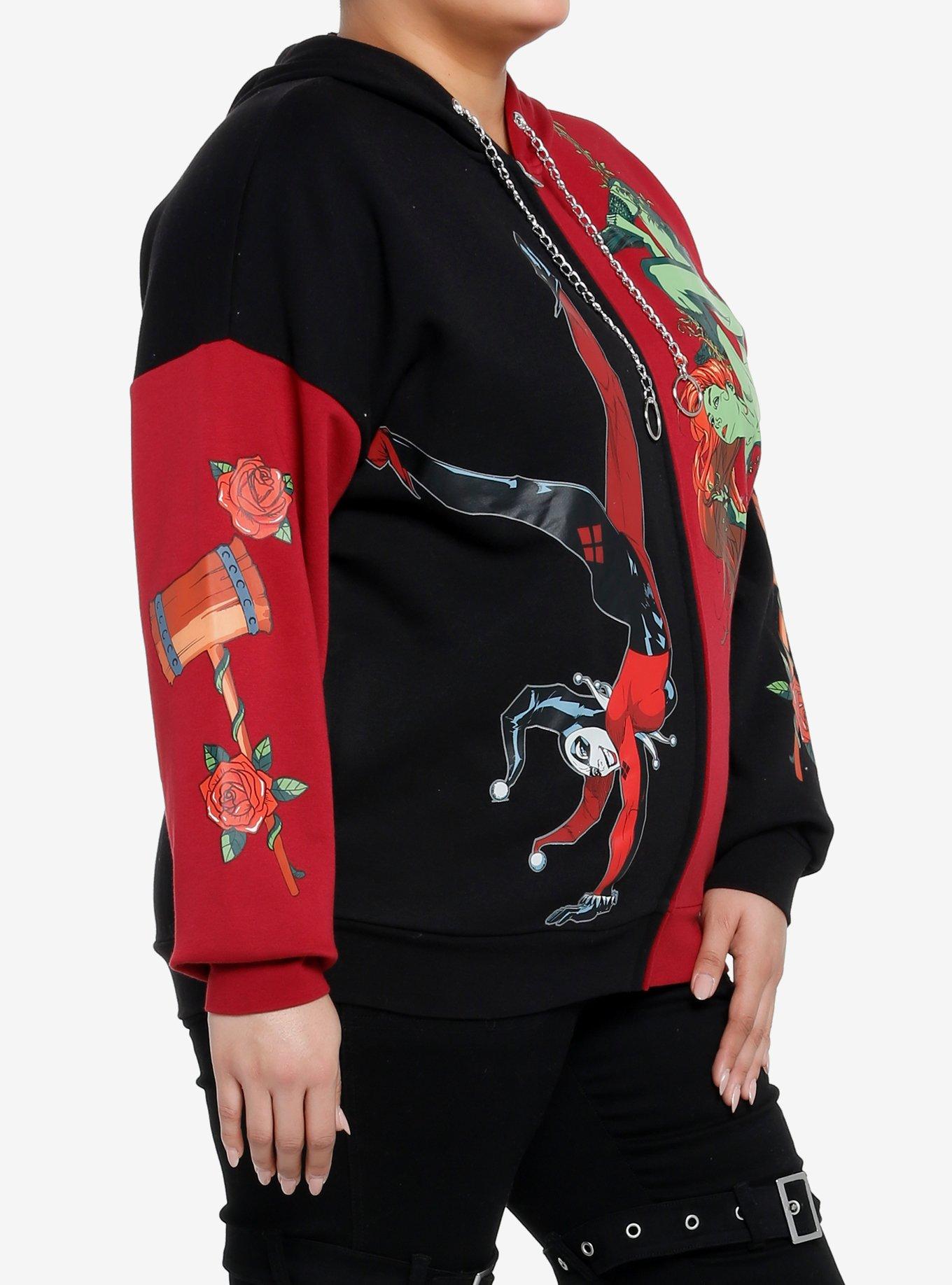 DC Comics Batman Harley Quinn & Poison Ivy Split Girls Hoodie Plus Size, MULTI, alternate