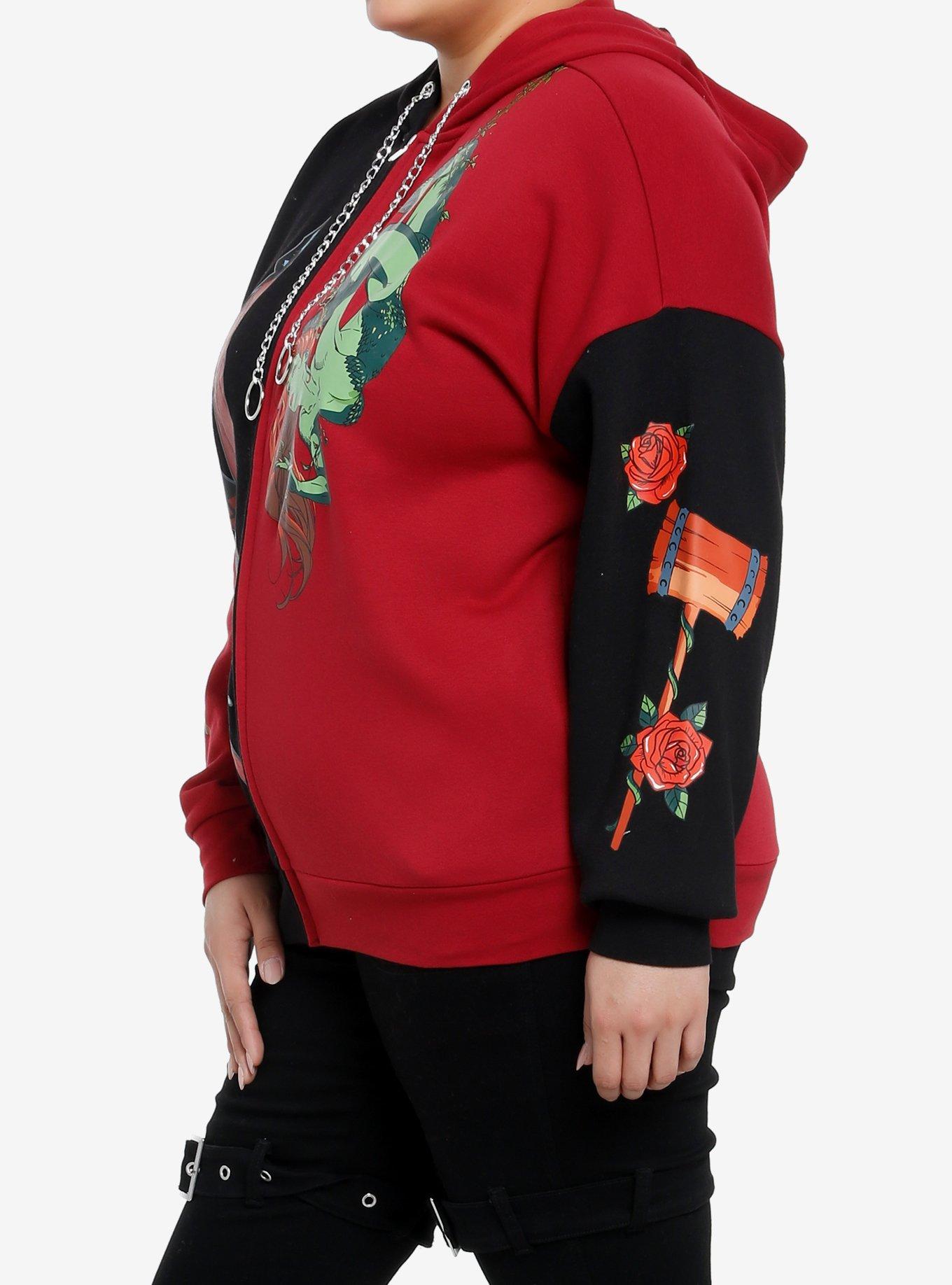 DC Comics Batman Harley Quinn & Poison Ivy Split Girls Hoodie Plus Size, MULTI, alternate