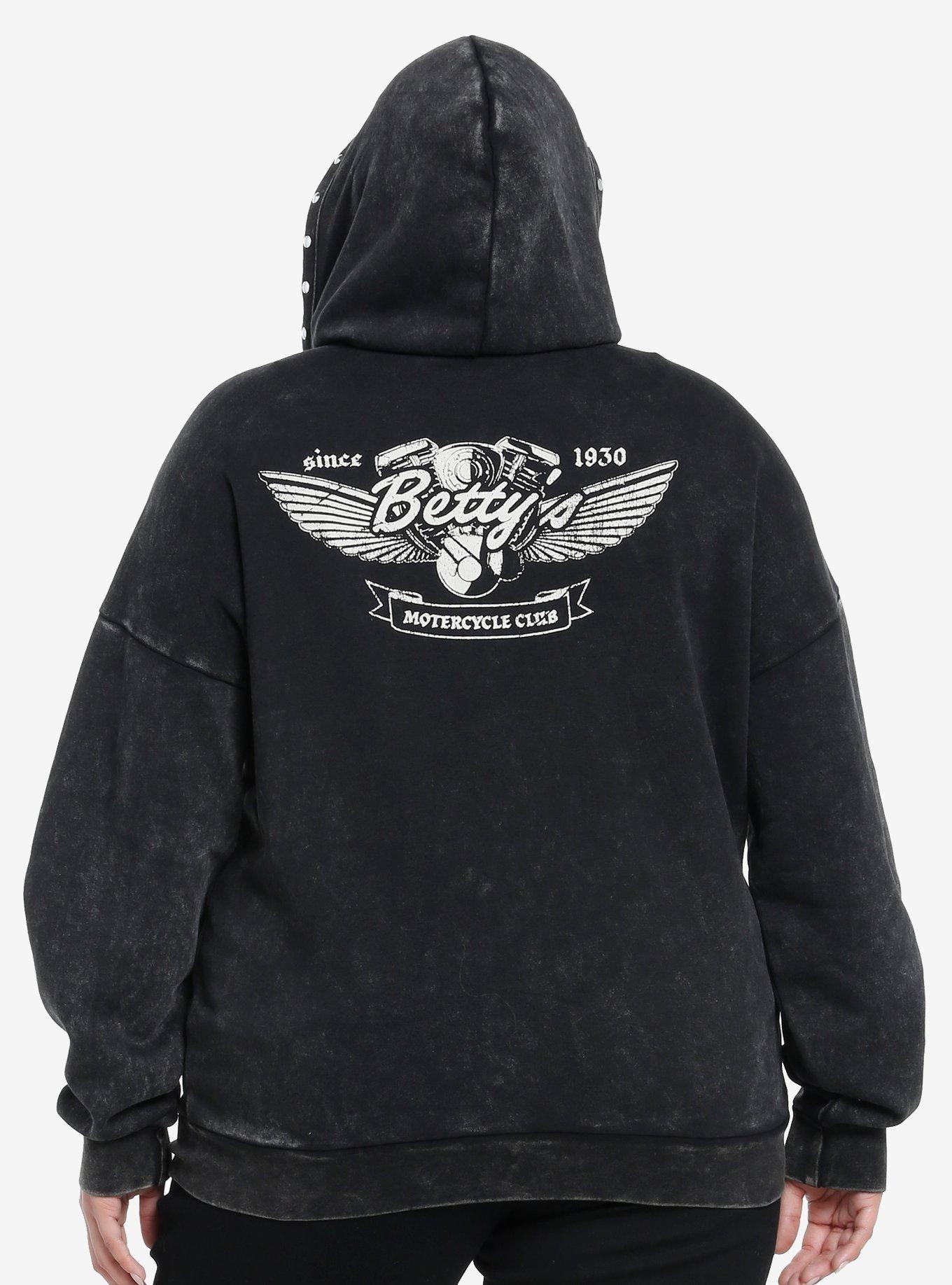 Betty Boop Biker Dark Wash Girls Hoodie Plus Size, , alternate