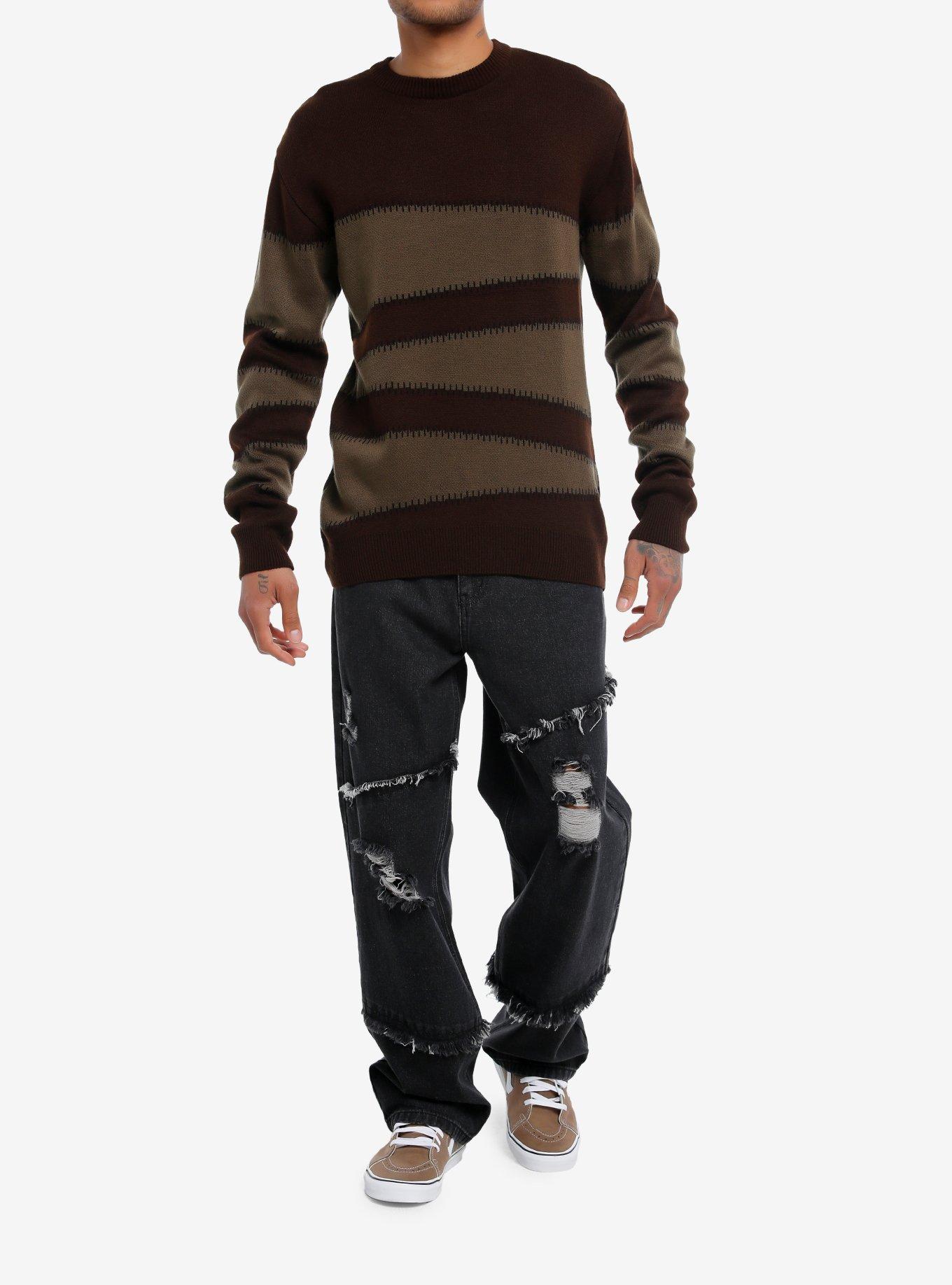 Brown Two-Tone Stitch Sweater, , hi-res