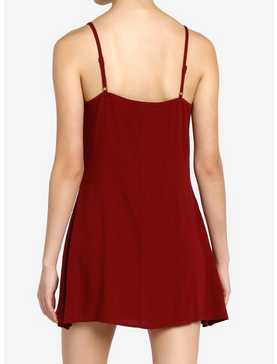 Thorn & Fable Maroon Lace Slip Dress, , hi-res