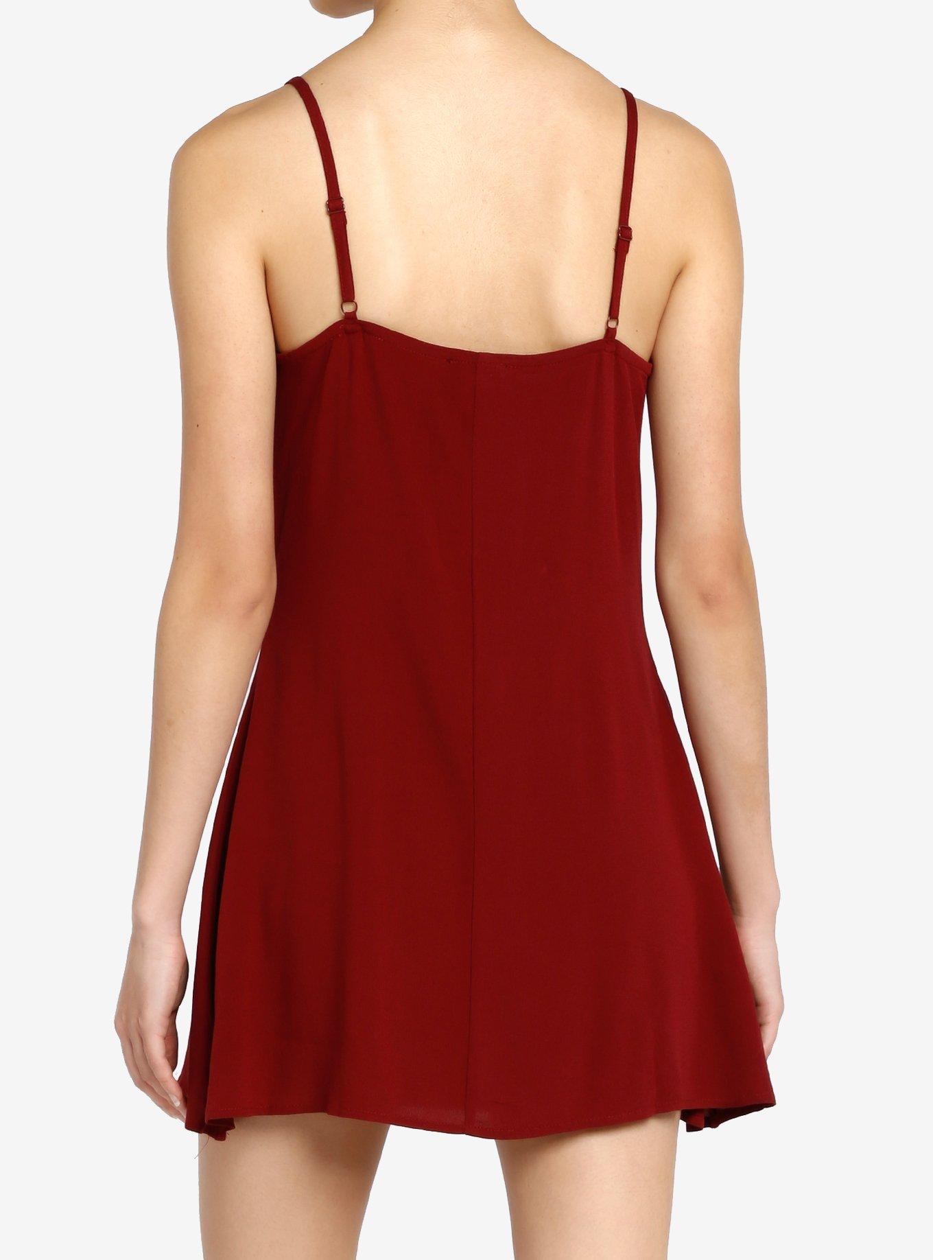 Thorn & Fable Maroon Lace Slip Dress, PURPLE, alternate
