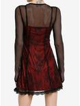 Social Collision Black & Red Lace Twofer Long-Sleeve Dress, BLACK, alternate