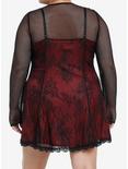 Social Collision Black & Red Lace Twofer Long-Sleeve Dress Plus size, BLACK, alternate
