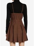 Social Collision Brown Plaid Long-Sleeve Twofer Dress, BLACK, alternate