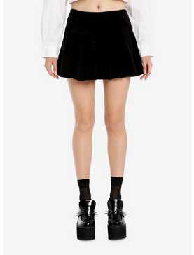 Social Collision Black Corduroy Pleated Skirt, , hi-res