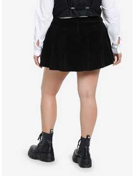 Social Collision Black Corduroy Pleated Skirt Plus Size, , hi-res