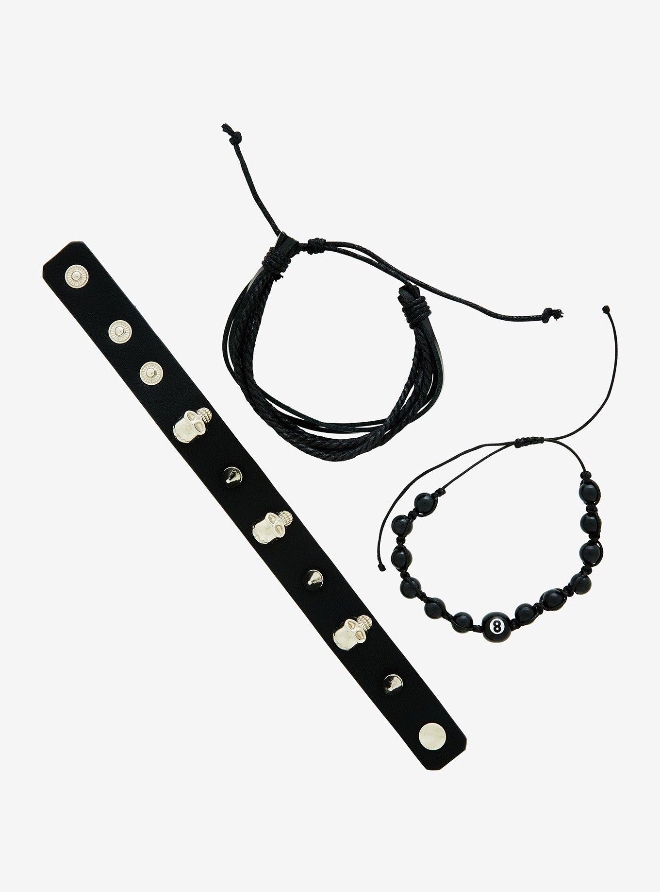 Social Collision Skulls & Spikes Bracelet Set, , alternate