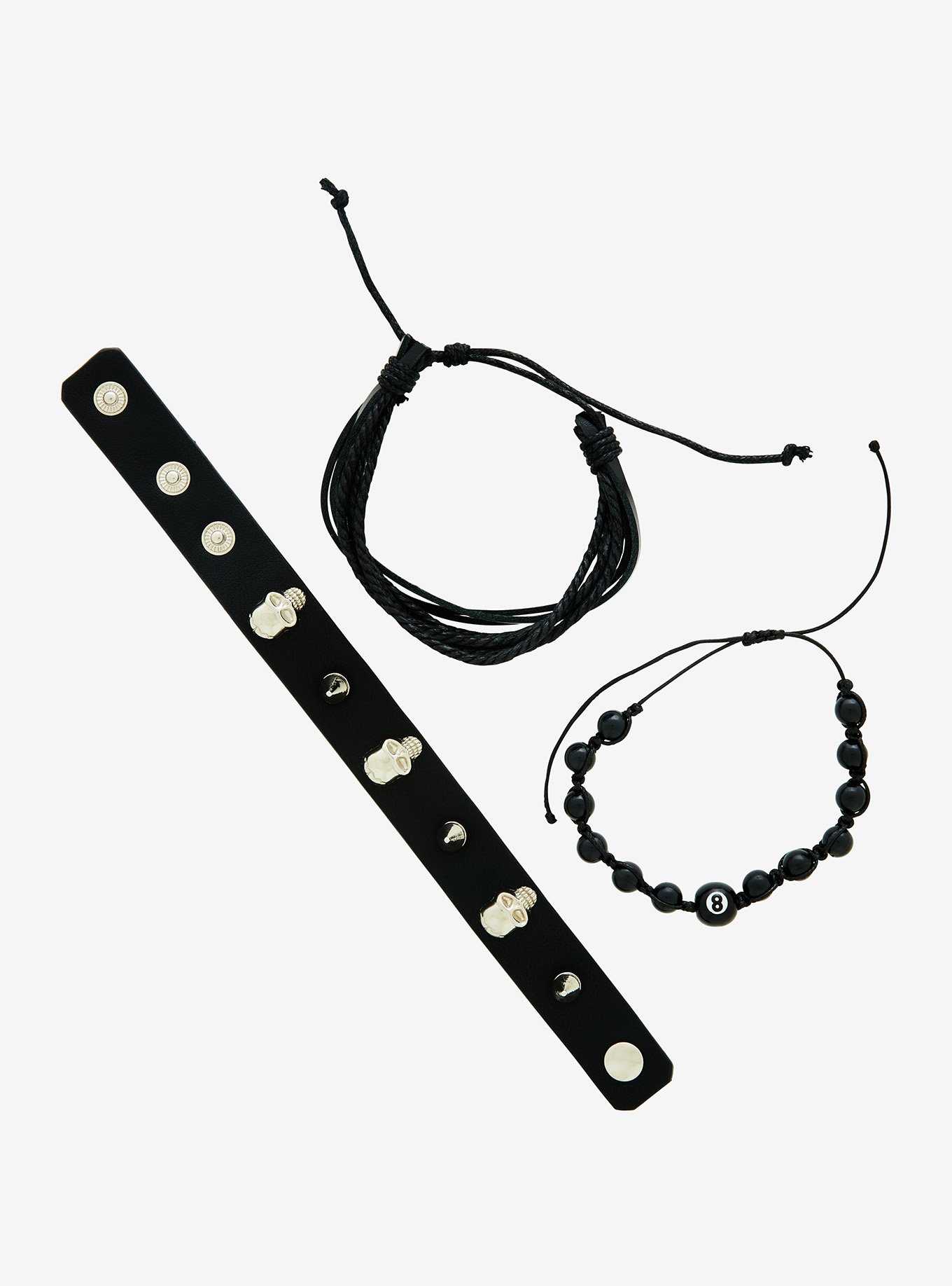 Social Collision Skulls & Spikes Bracelet Set, , hi-res