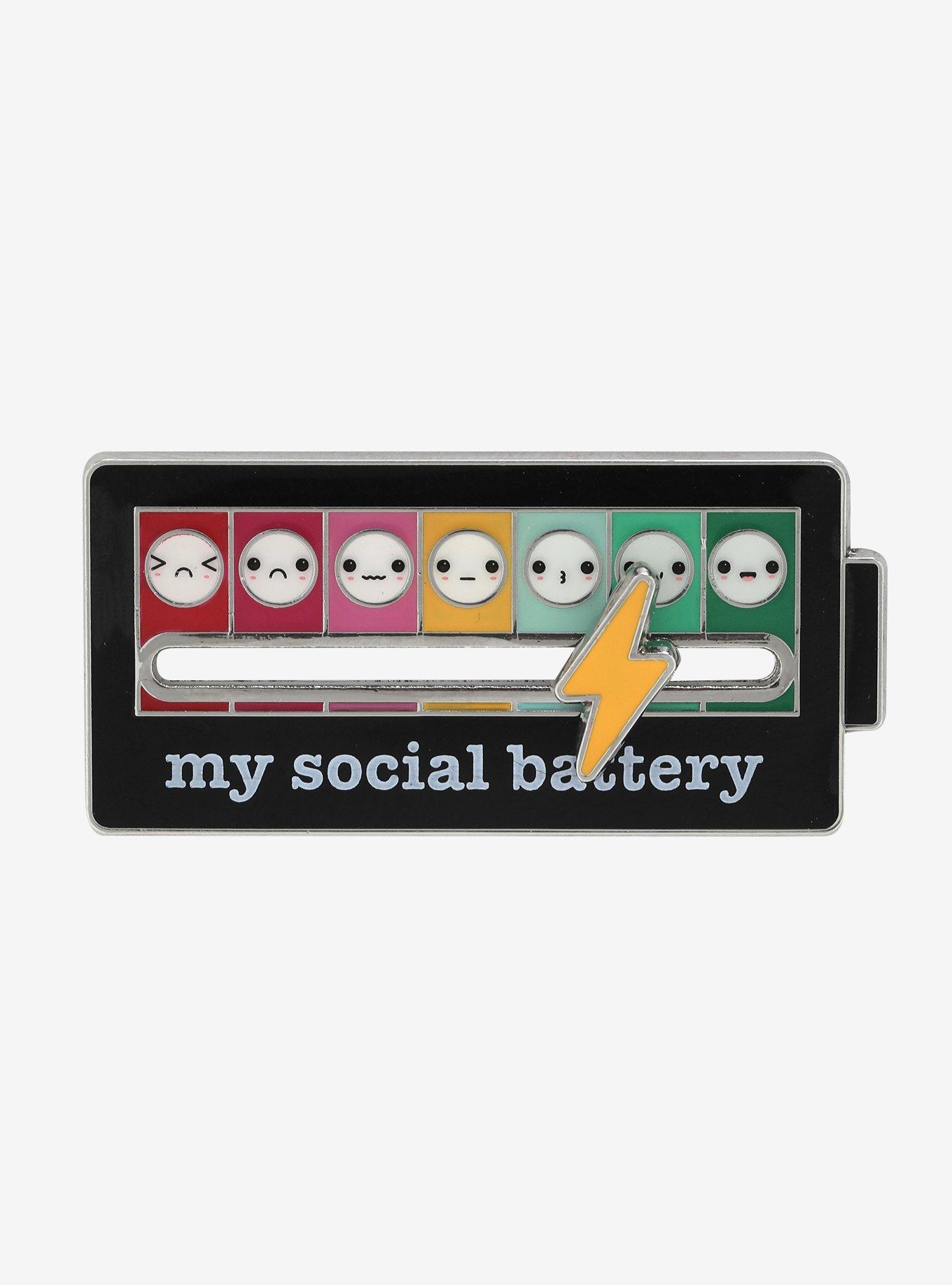 Social Battery Sliding Enamel Pin, , hi-res