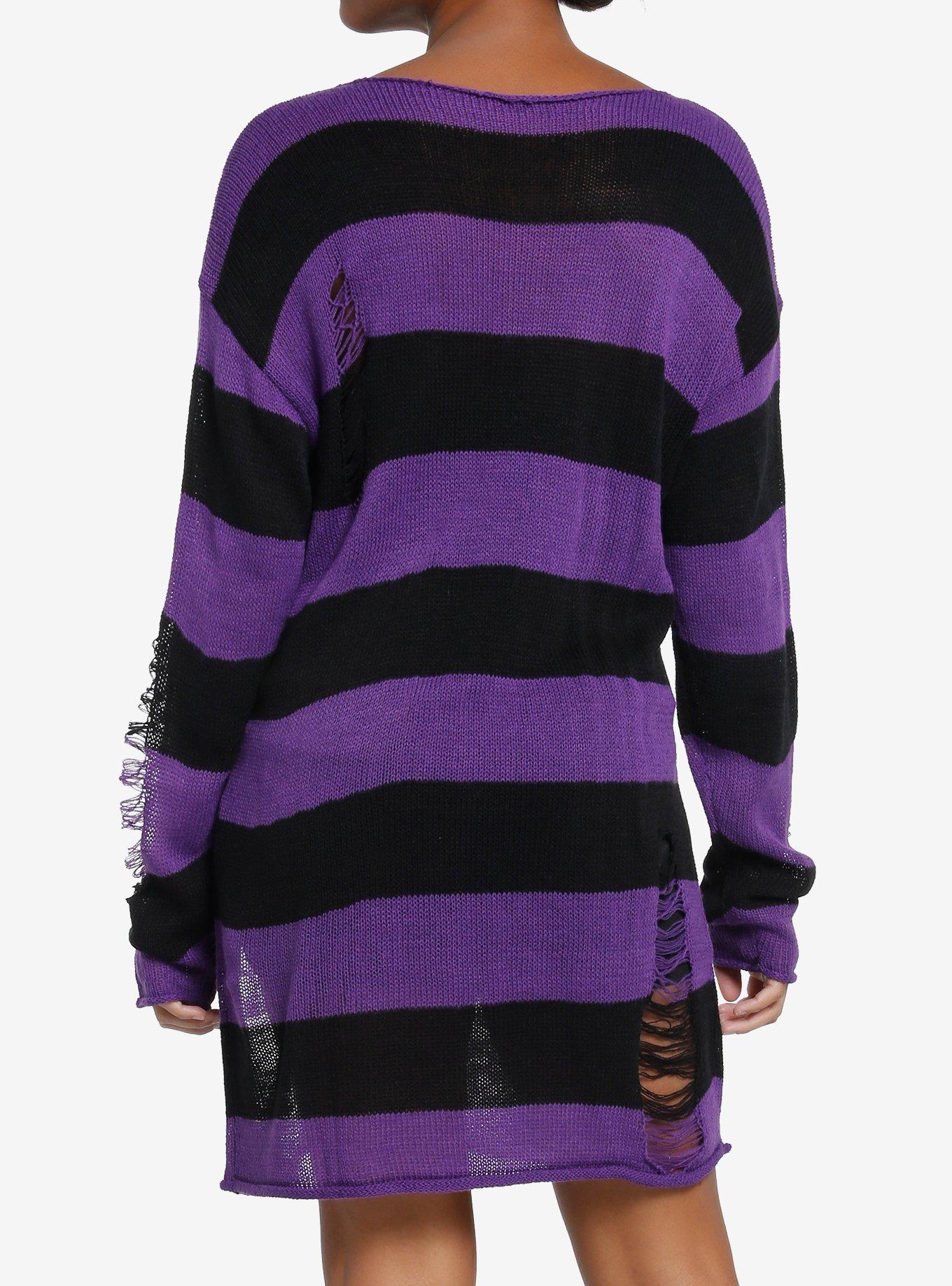 Kuromi Patches Stripe Girls Knit Sweater Dress