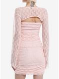 Daisy Street Pink Lace Ruched Bell Sleeve Dress, PINK, alternate