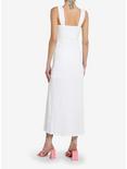 White Textured Slit Maxi Dress, , alternate