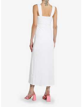 White Textured Slit Maxi Dress, , hi-res