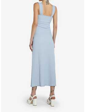 Light Blue Textured Slit Maxi Dress, , hi-res